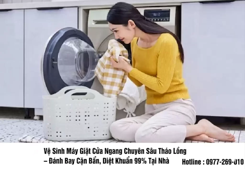 Vệ Sinh Máy Giặt Cửa Ngang Chuyên Sâu Tháo Lồng – Đánh Bay Cặn Bẩn, Diệt Khuẩn 99% Tại Nhà