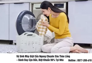 Vệ Sinh Máy Giặt Cửa Ngang Chuyên Sâu Tháo Lồng – Đánh Bay Cặn Bẩn, Diệt Khuẩn 99% Tại Nhà