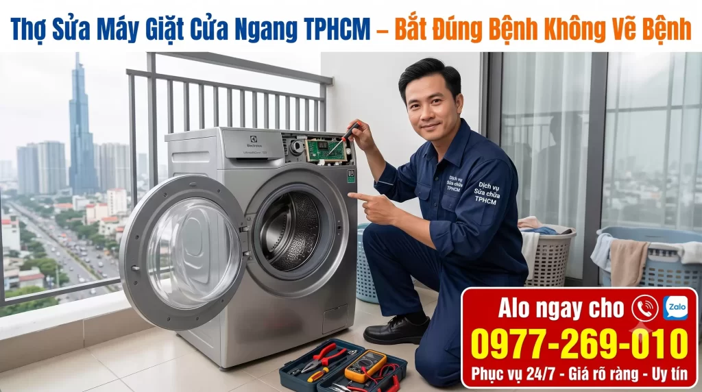 Sửa Máy Giặt Cửa Ngang TPHCM – Bắt Đúng Bệnh Không Vẽ Vời Lội Hẻm Tới Liền