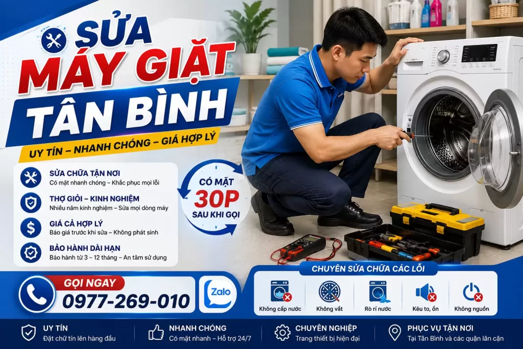 Sửa Máy Giặt Tân Bình 24/7 Đội Ngũ Thợ Uy Chuyên Môn Cao