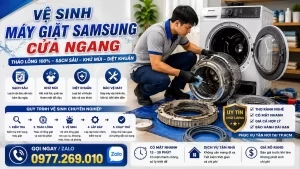Vệ Sinh Máy Giặt Samsung Cửa Ngang Rã Lồng Sạch Bong