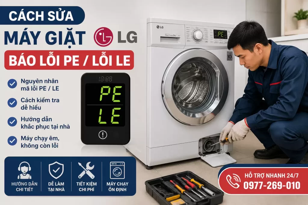 Cách Sửa Máy Giặt LG Báo Lỗi PE / Lỗi LE