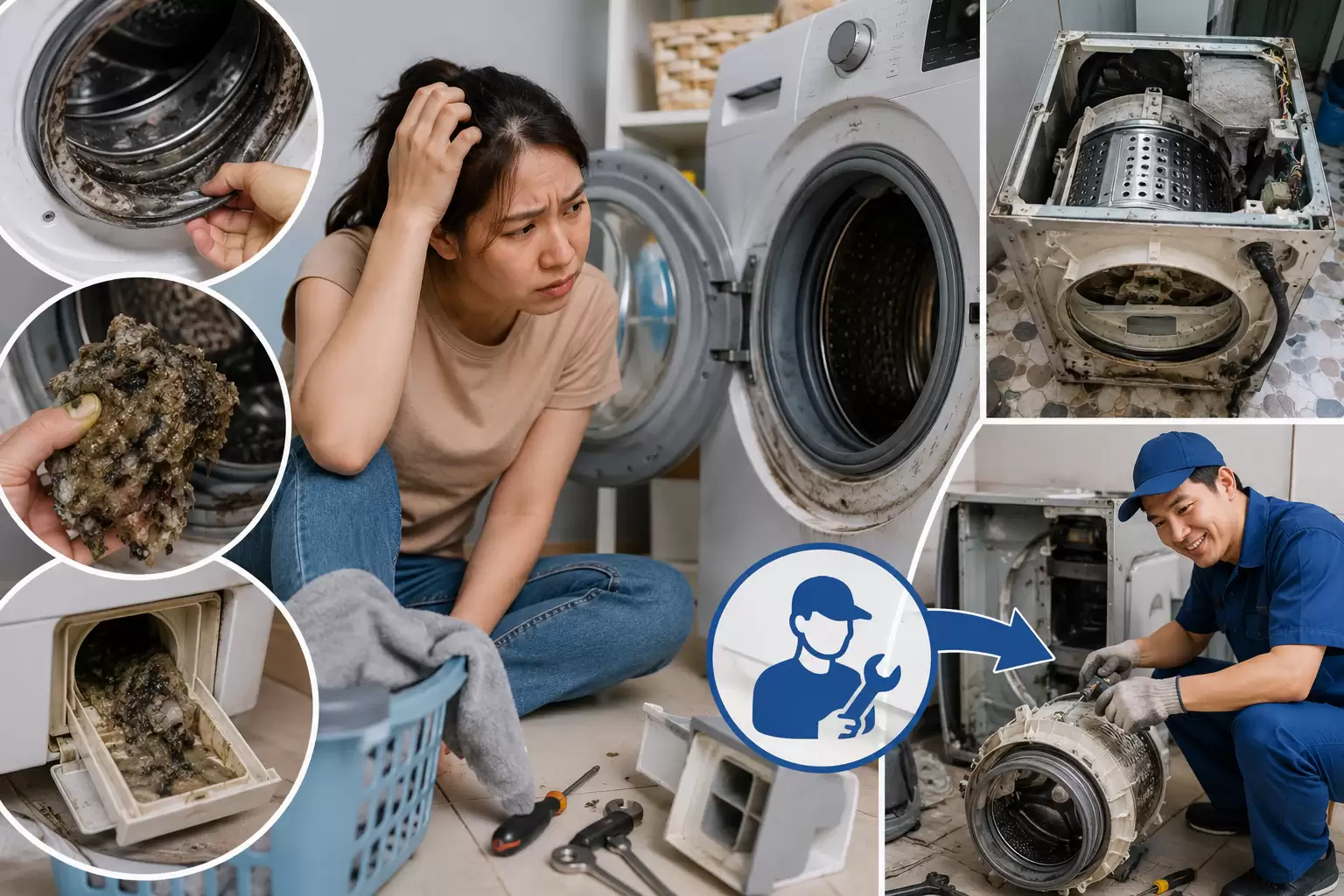 Cách Tự Vệ Sinh Máy Giặt Tại Nhà & Sự Thật Ít Thợ Nào Dám Kể