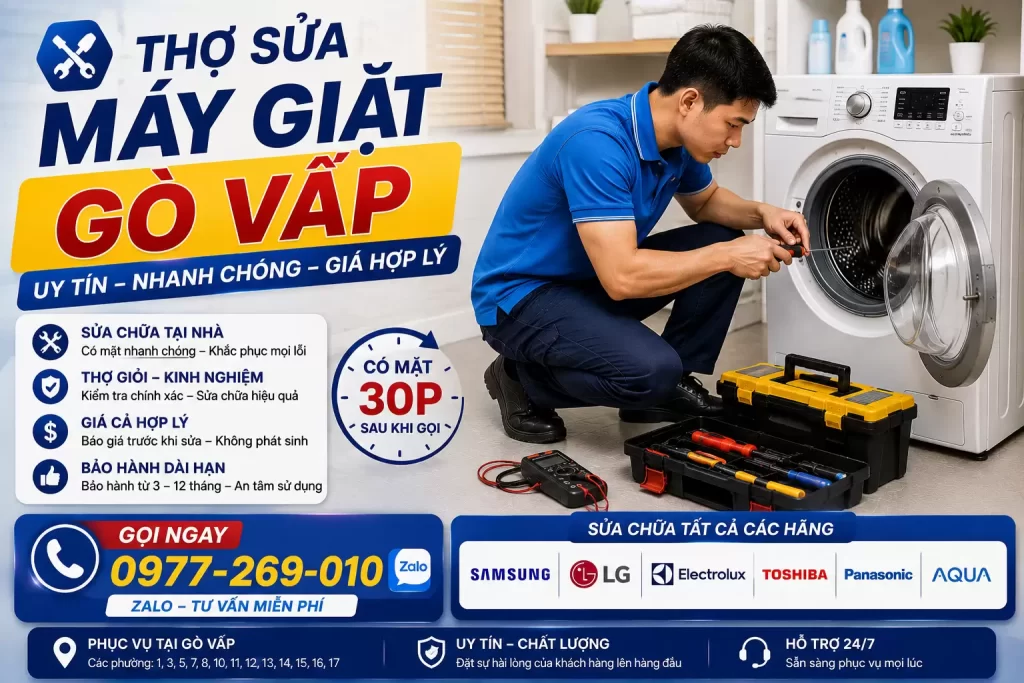 Thợ Sửa Máy Giặt Phường Gò Vấp | Khám Bệnh Báo 1 Giá
