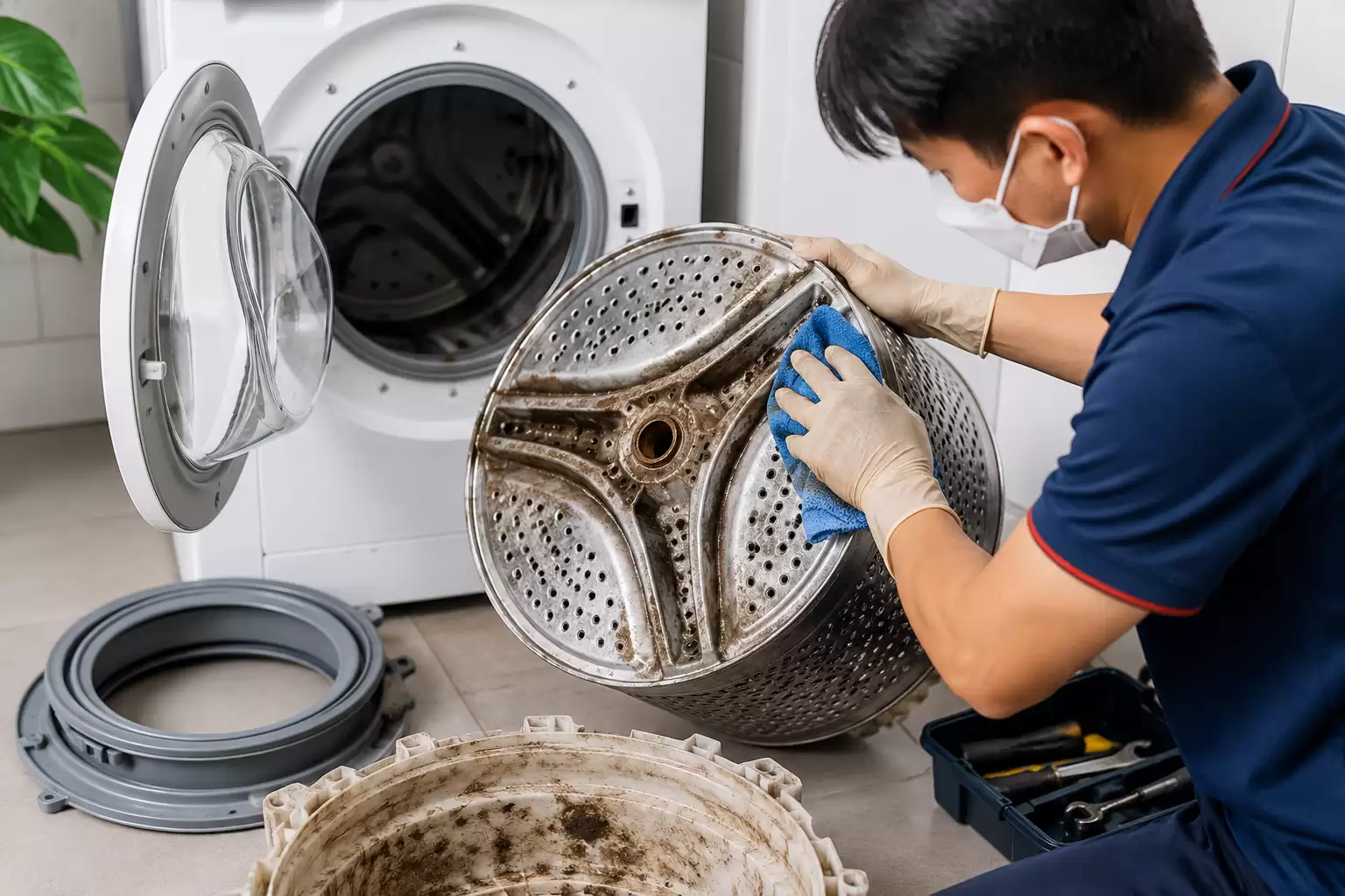 Vệ Sinh Lồng Giặt LG Rã Phụ Tùng 100% Báo 1 Giá