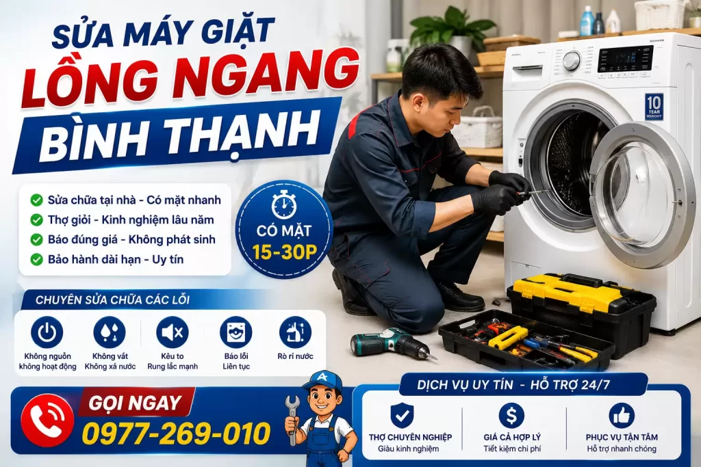 Sửa Máy Giặt Lồng Ngang Bình Thạnh | Rã Máy Khám Bệnh